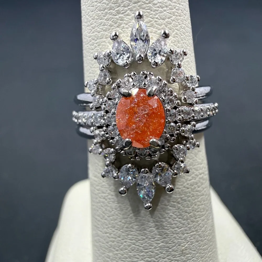 Bomb Party Don't You Love Me Size 6 Ring Lab Tangerine Ice Crystal RBP6129